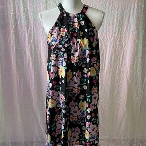 CeCe Black Floral Halter Dress